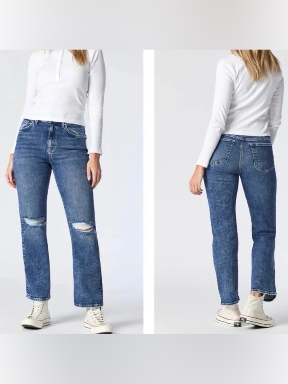 Mavi Barcelona High Rise Loose Straight Jeans 31 Distressed Medium Wash
